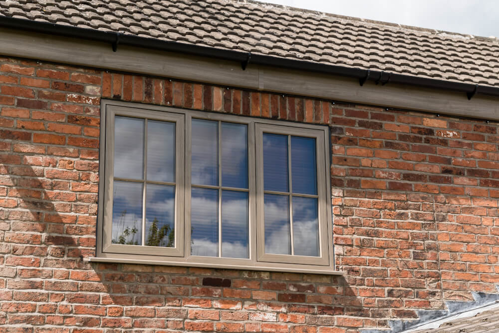 UPVC casement window light brown