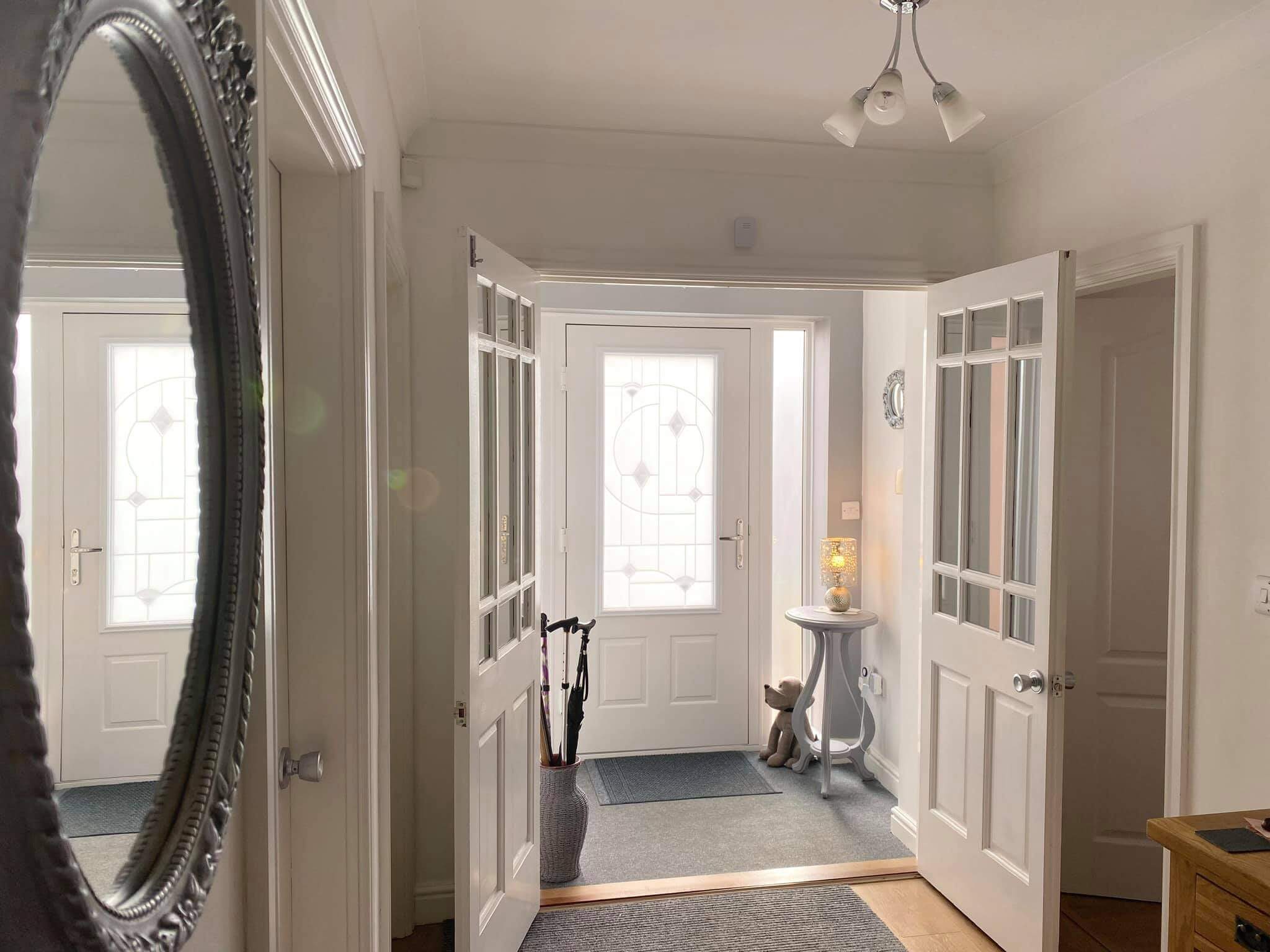 internal shot of classic white front door